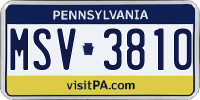 PA license plate MSV3810