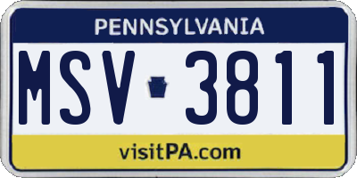 PA license plate MSV3811