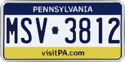 PA license plate MSV3812
