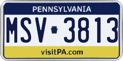 PA license plate MSV3813