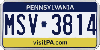 PA license plate MSV3814