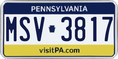 PA license plate MSV3817
