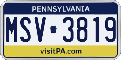PA license plate MSV3819