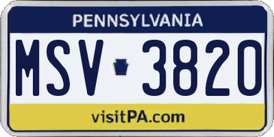 PA license plate MSV3820