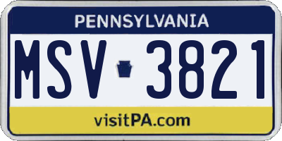 PA license plate MSV3821