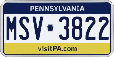 PA license plate MSV3822