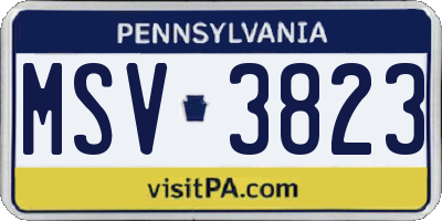 PA license plate MSV3823
