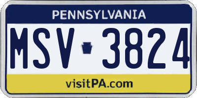 PA license plate MSV3824