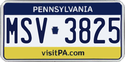 PA license plate MSV3825