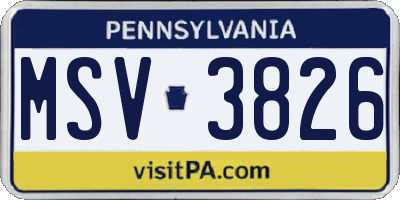 PA license plate MSV3826