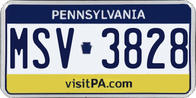 PA license plate MSV3828