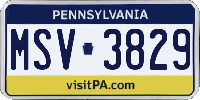 PA license plate MSV3829
