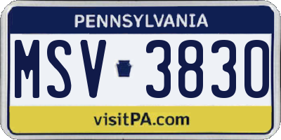 PA license plate MSV3830
