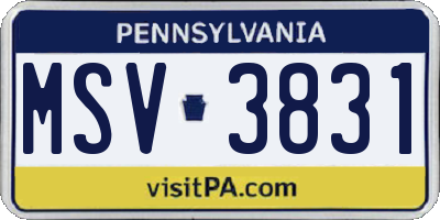 PA license plate MSV3831