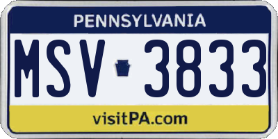 PA license plate MSV3833