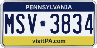 PA license plate MSV3834