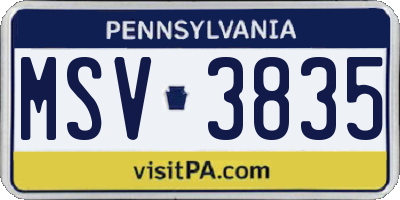 PA license plate MSV3835