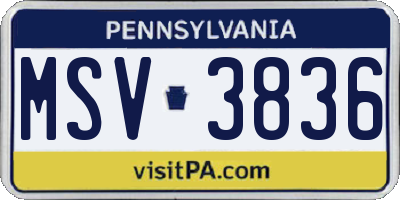 PA license plate MSV3836