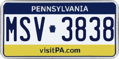PA license plate MSV3838