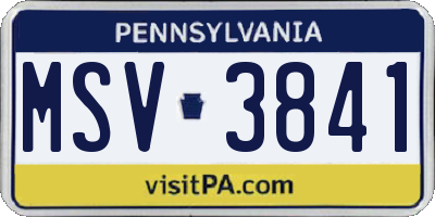 PA license plate MSV3841