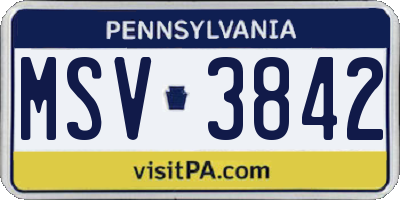 PA license plate MSV3842