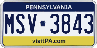 PA license plate MSV3843