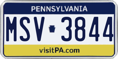 PA license plate MSV3844