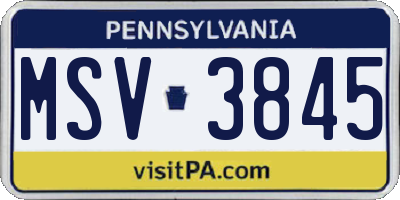 PA license plate MSV3845