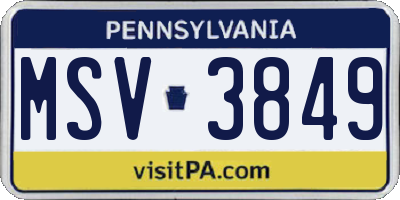 PA license plate MSV3849