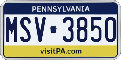 PA license plate MSV3850