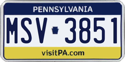 PA license plate MSV3851