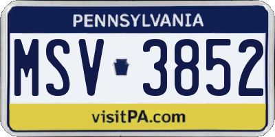 PA license plate MSV3852