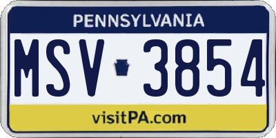PA license plate MSV3854