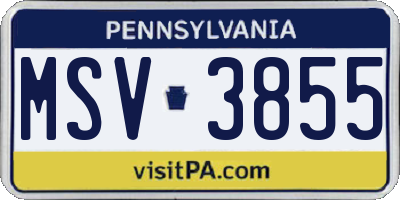 PA license plate MSV3855