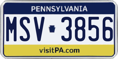 PA license plate MSV3856
