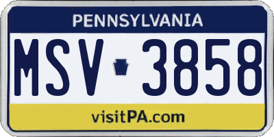 PA license plate MSV3858