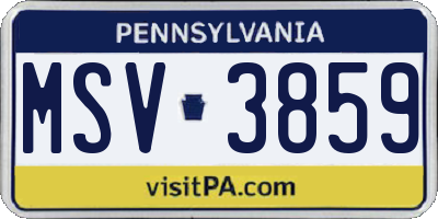 PA license plate MSV3859