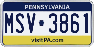 PA license plate MSV3861