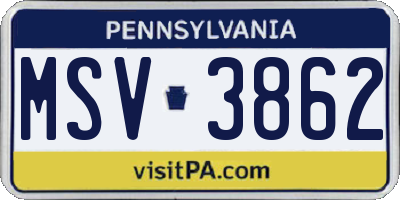 PA license plate MSV3862