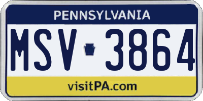 PA license plate MSV3864