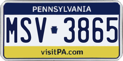 PA license plate MSV3865