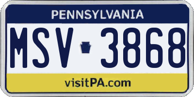 PA license plate MSV3868