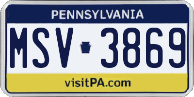 PA license plate MSV3869