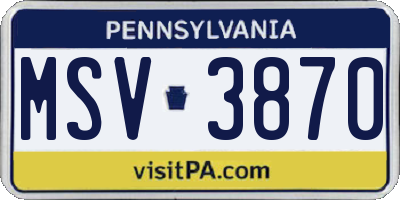 PA license plate MSV3870