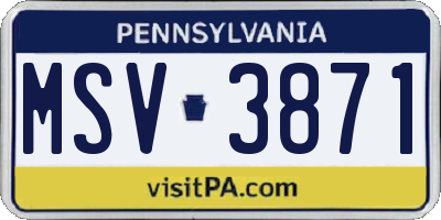 PA license plate MSV3871