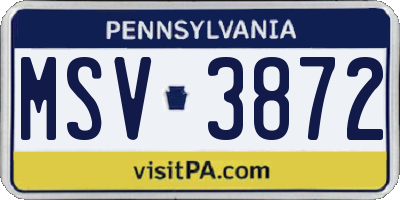 PA license plate MSV3872