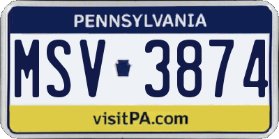 PA license plate MSV3874