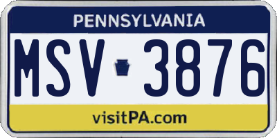 PA license plate MSV3876