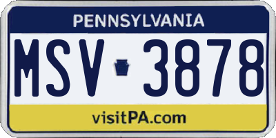 PA license plate MSV3878