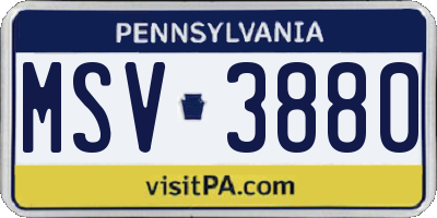 PA license plate MSV3880